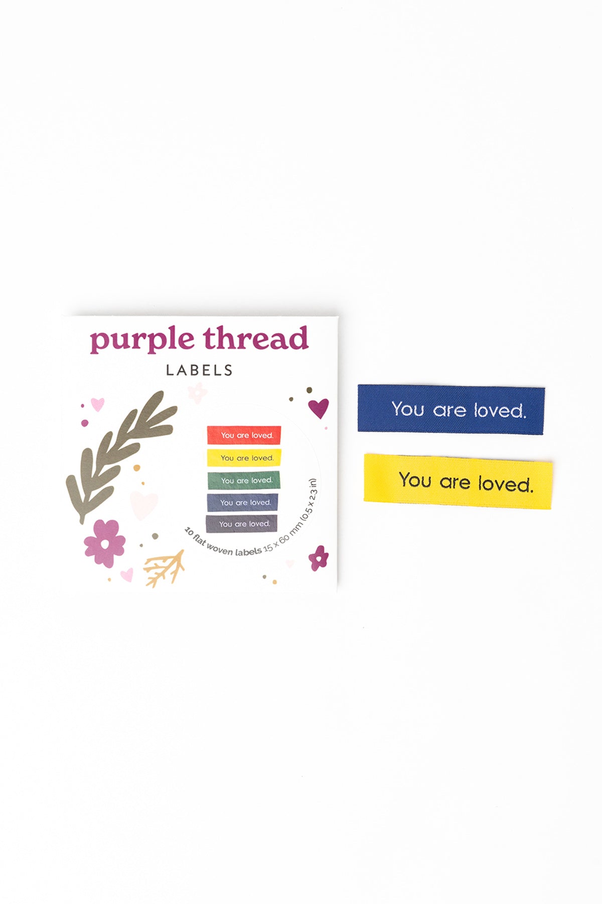 Purple Thread Woven Labels sew-in you are loved rainbow