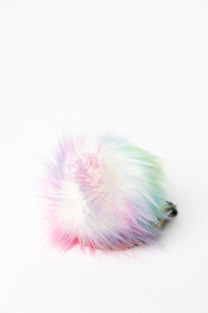 Yarnboler Faux Fur Pompom Large 55 white rainbow