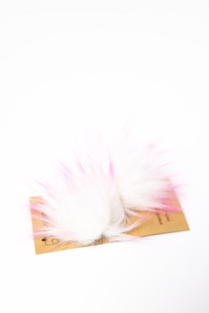 Yarnboler Faux Fur Mini Pompom 83 white with pink tips