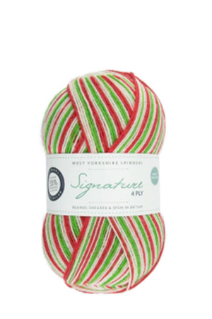 West Yorkshire Spinners Signature 4-ply wool nylon 989 candycane