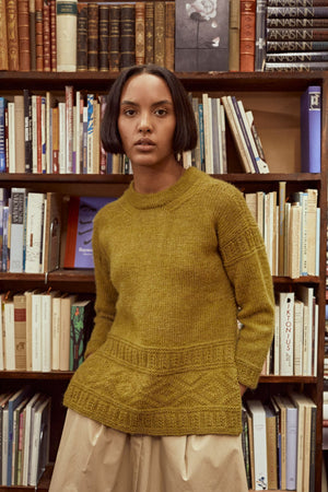 Laine Magazine #16 Winter 2023 sweater pattern by Rachel Brockman