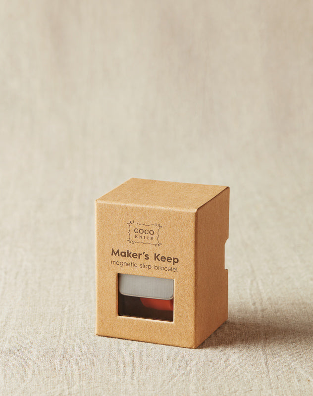 Cocoknits Maker's Keep silicone slap bracelet brushed steel plated magnet