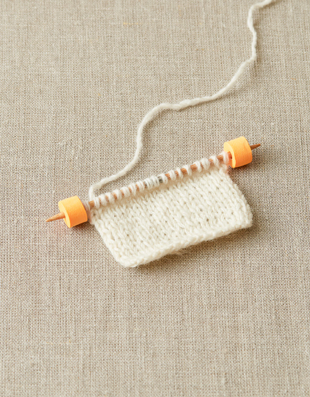 Cocoknits Stitch Stoppers eva foam in use on dpn's