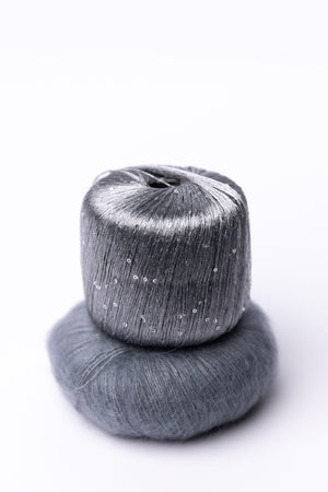 Shimmer Cowl Kit Lana Gatto Paillettes polyester Drops Kid-Silk mohair silk basalt colourway