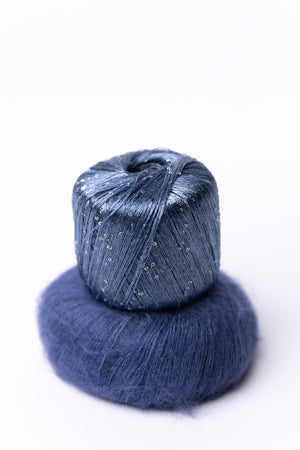 Shimmer Cowl Kit Lana Gatto Paillettes polyester Drops Kid-Silk mohair silk blue quartz colourway