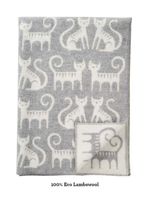 Klippan Classic Wool Blanket eco lambswool cat couple grey