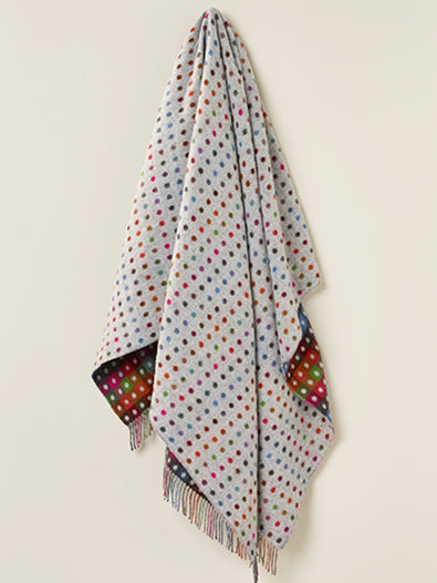 Bronte by Moon Merino Wool Throw merino wool grey multispot check