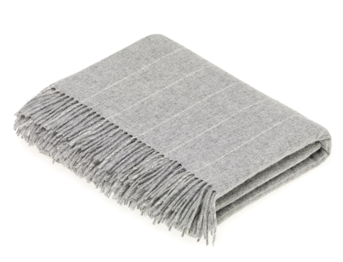 Bronte by Moon Merino Wool Throw merino wool grey pinstripe