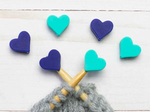Fox & Pine Stitch Stoppers silicone mini hearts blue teal